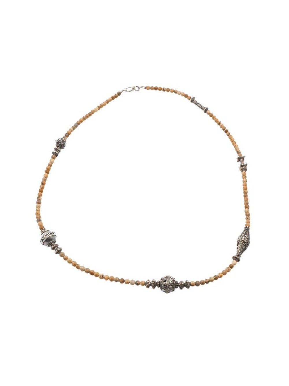 Sterling Silver Jasper Mala Necklace Meditation Beaded Necklace 24.5”